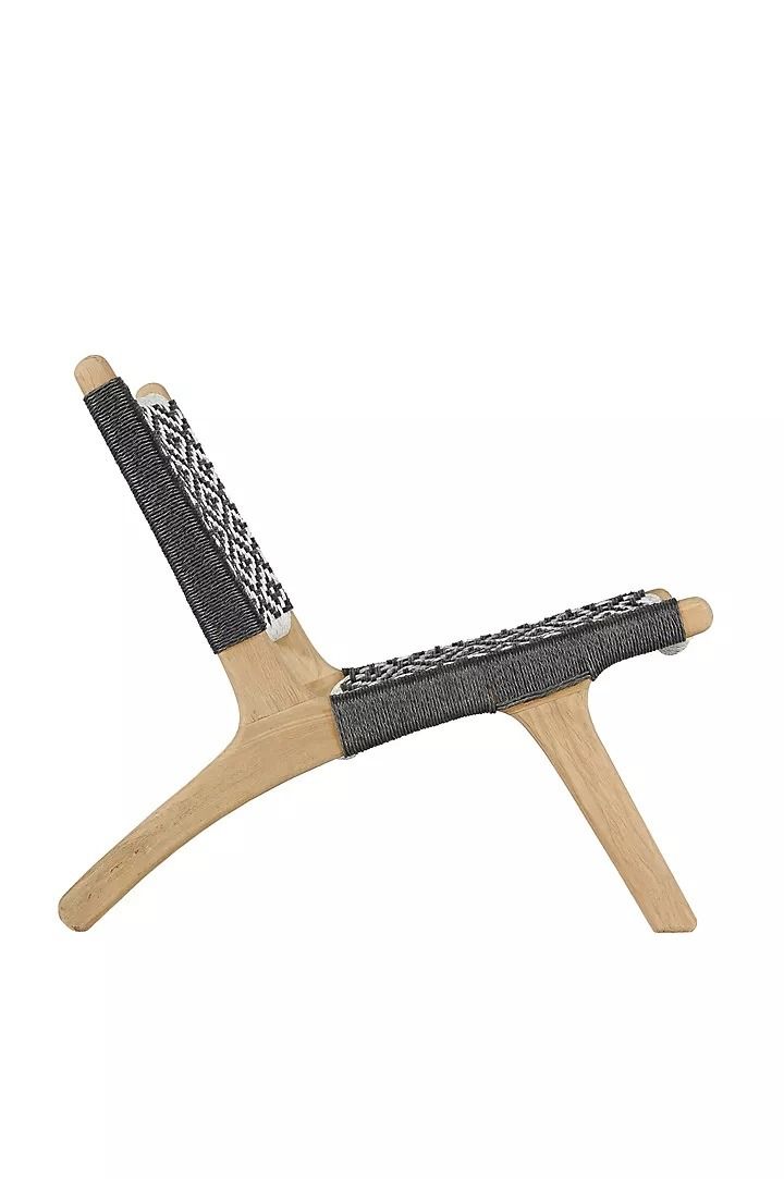 Havana Wicker Teak Armless Chair Black and White Diamond thumbnail 3