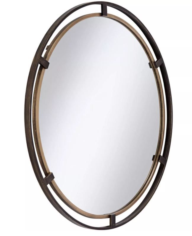 Uttermost Crest Bronze and Gold Round Wall Mirror  thumbnail 2
