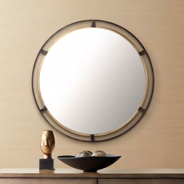 Uttermost Crest Bronze and Gold Round Wall Mirror  thumbnail 3