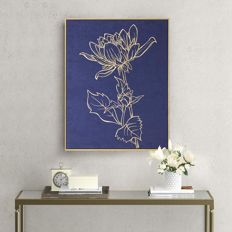 Velvet Lotus High Framed Canvas Wall Art With Frame 22.5"x28.5 thumbnail 4