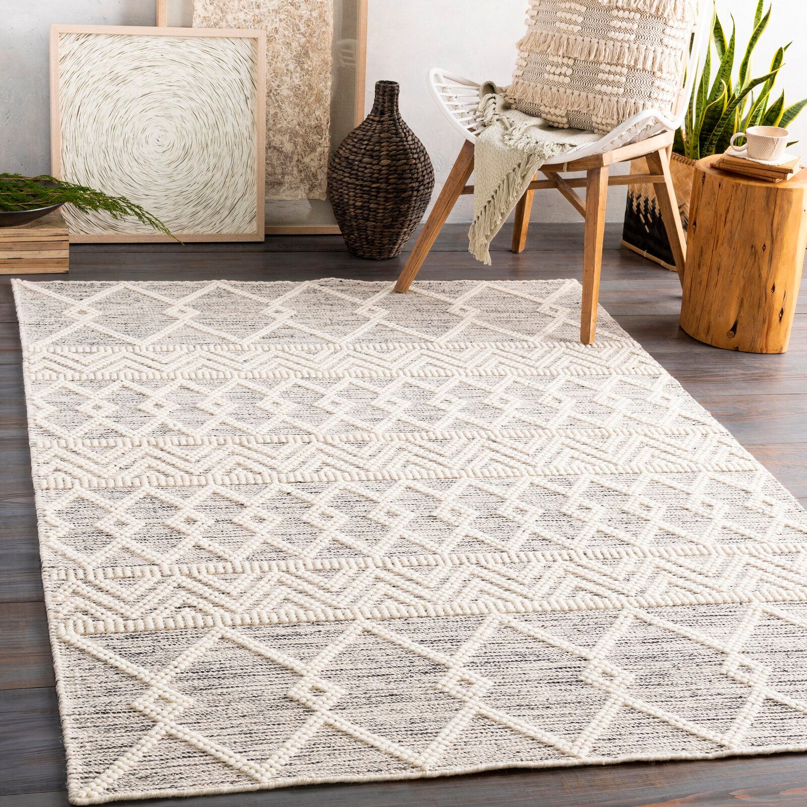 Clancy Oriental Handmade Flatweave Wool Area Rug-9'x12' thumbnail 2
