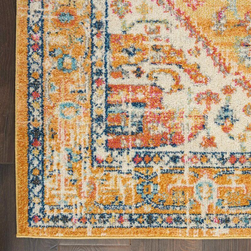 Baylee Oriental Yellow Ivory Area Rug 8'x10' thumbnail 4