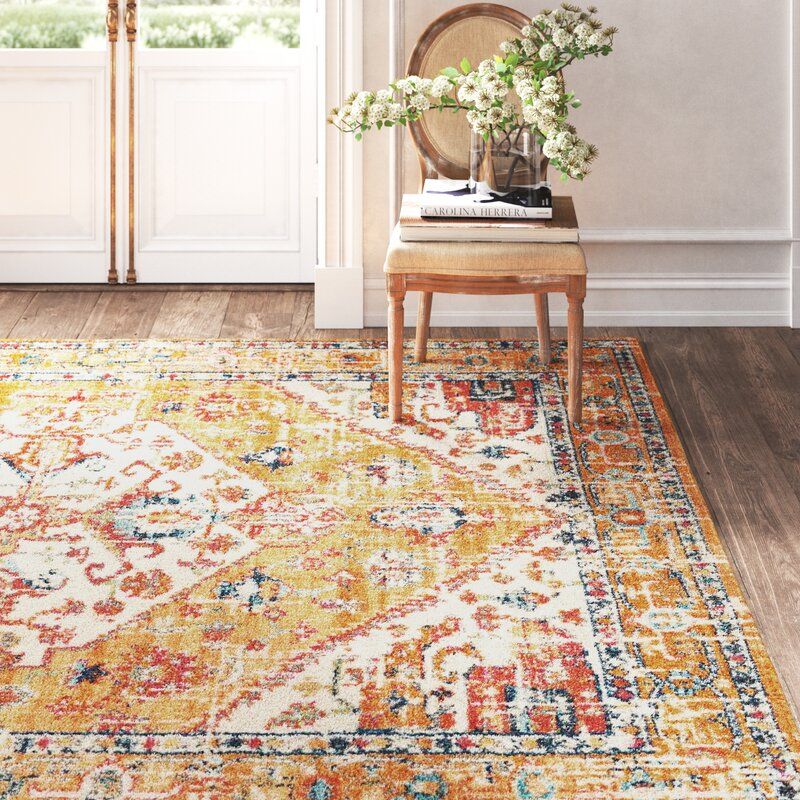Baylee Oriental Yellow Ivory Area Rug 8'x10' thumbnail 2