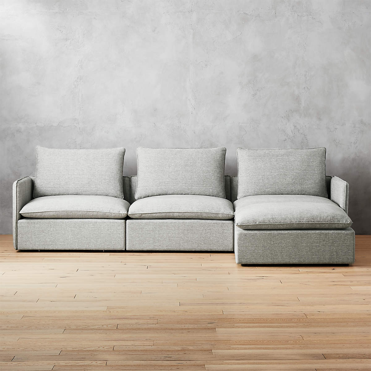 Lumin Grey Linen 4 Piece Sectional Sofa thumbnail 2