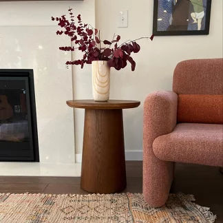 Round Wood Pedestal Accent Table thumbnail 2