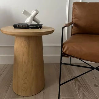 Round Wood Pedestal Accent Table thumbnail 3