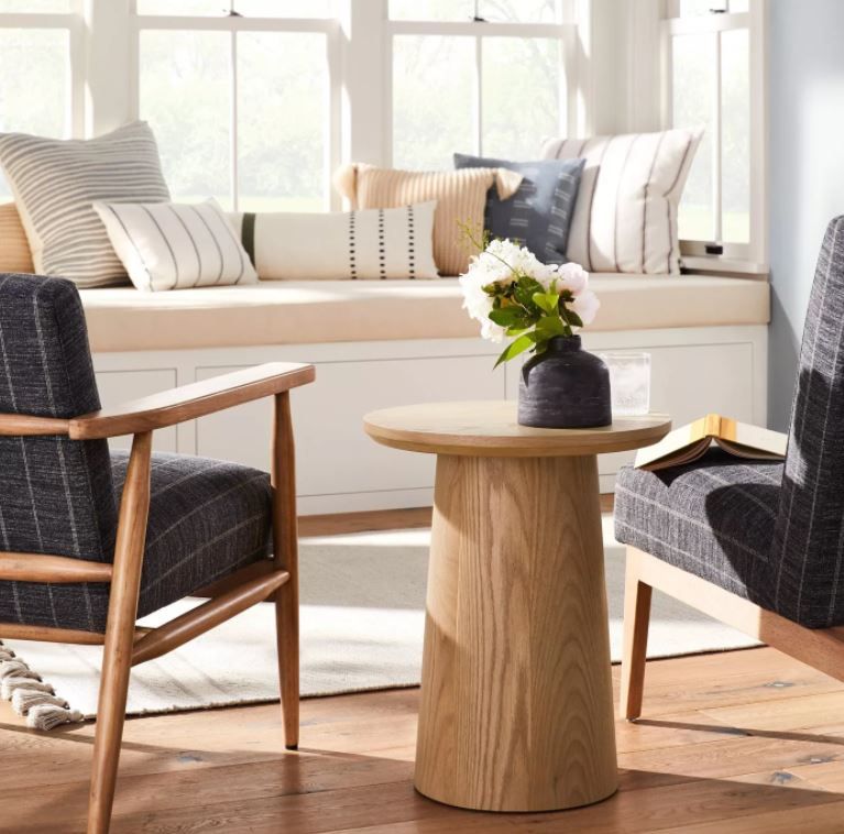 Round Wood Pedestal Accent Table thumbnail 4