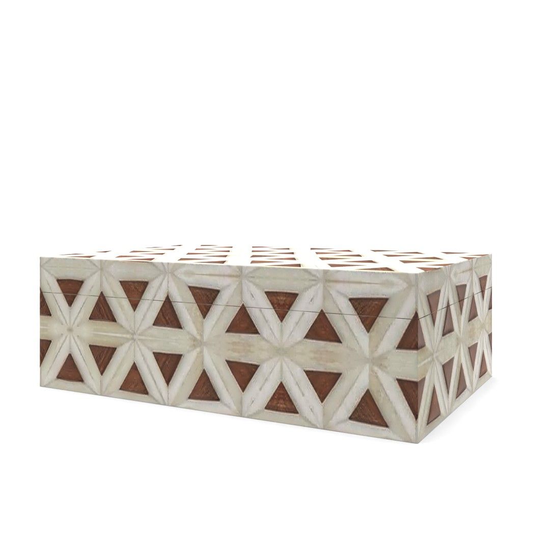 Iniala Triangle Patterned Bone Covered Box thumbnail 2