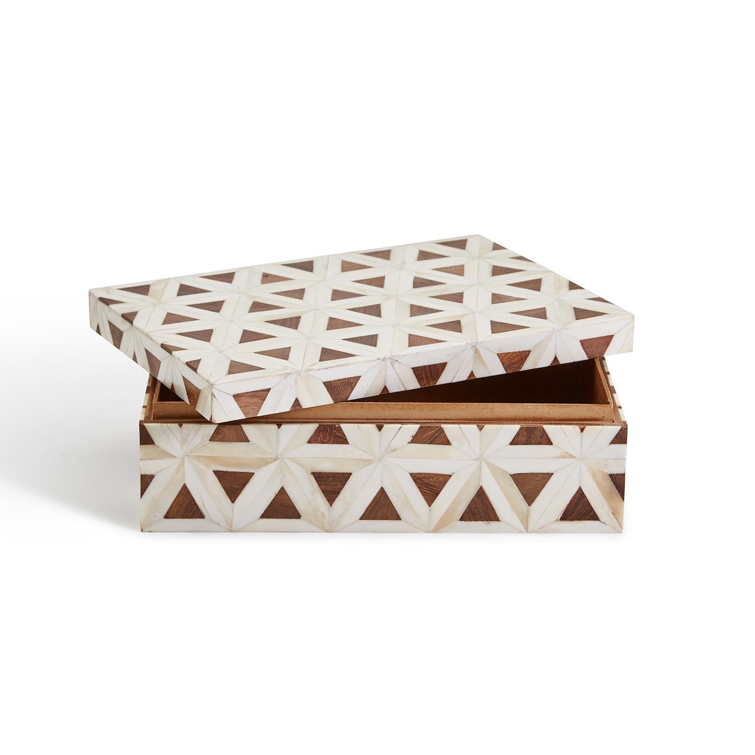 Iniala Triangle Patterned Bone Covered Box thumbnail 3