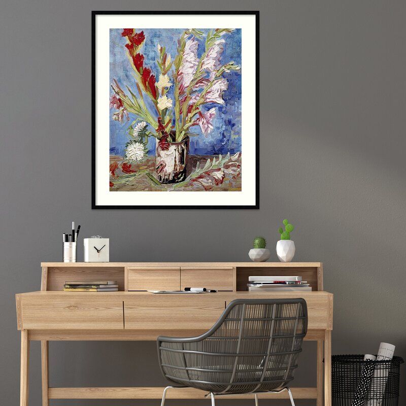 Vase With Gladioli by Vincent Van Gogh With Frame-41.17"x34.8" thumbnail 2