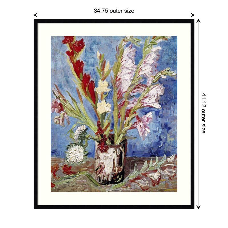 Vase With Gladioli by Vincent Van Gogh With Frame-41.17"x34.8" thumbnail 6