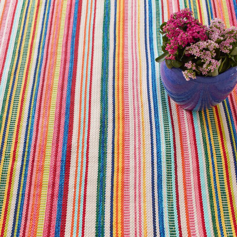 Bright Stripe Striped Handmade Flatweave Indoor Outdoor Area Rug-6'x9' thumbnail 3