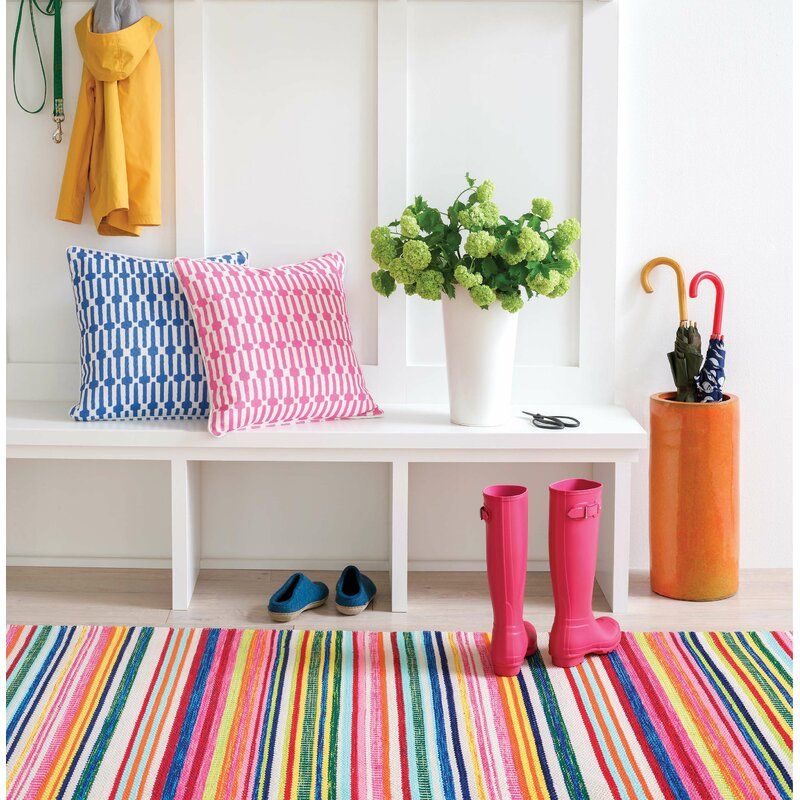 Bright Stripe Striped Handmade Flatweave Indoor Outdoor Area Rug-6'x9' thumbnail 6