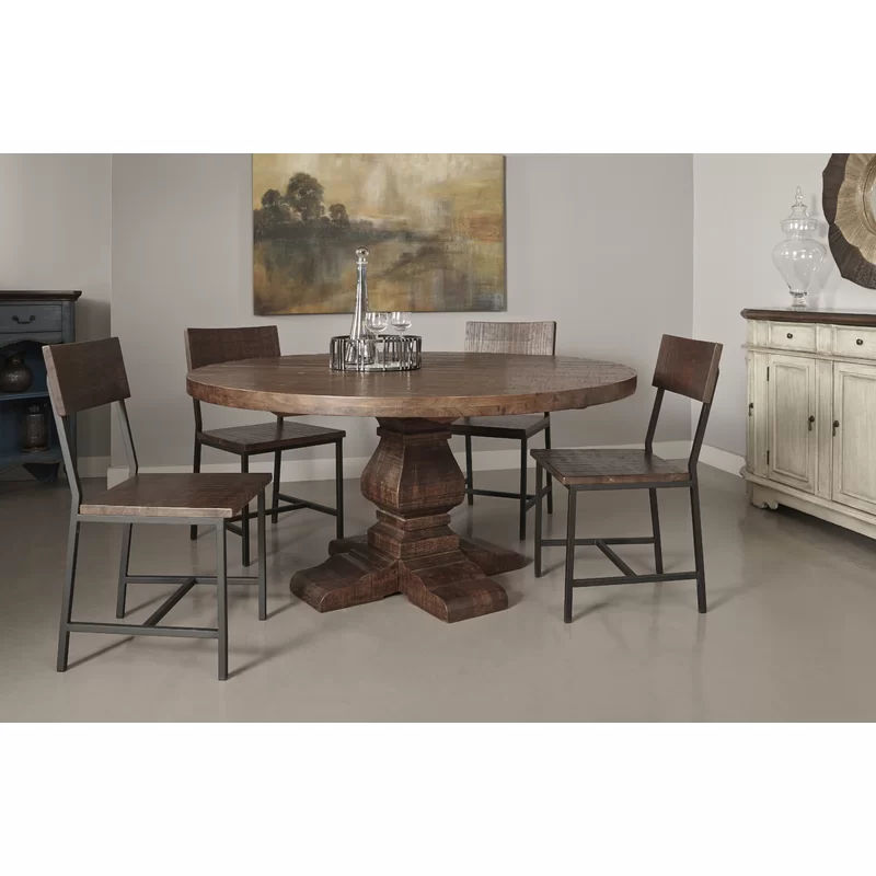 Hearon 60'' Acacia Solid Wood Pedestal Dining Table thumbnail 3
