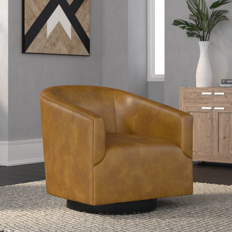 Hall Vegan Leather Swivel Barrel Chair thumbnail 2