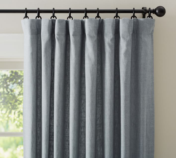 Custom Emery Linen Curtain Blue Dawn 54"x148" thumbnail 2