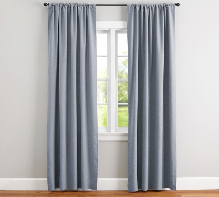 Custom Emery Linen Curtain Blue Dawn 54"x148" thumbnail 3