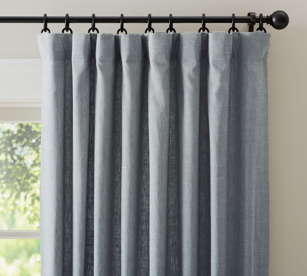 Custom Emery Linen Curtain Blue Dawn-108" thumbnail 3