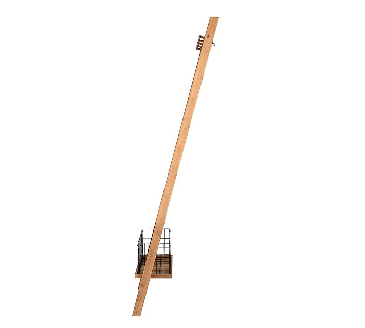 Zora Wooden Floor Mirror with Basket thumbnail 2