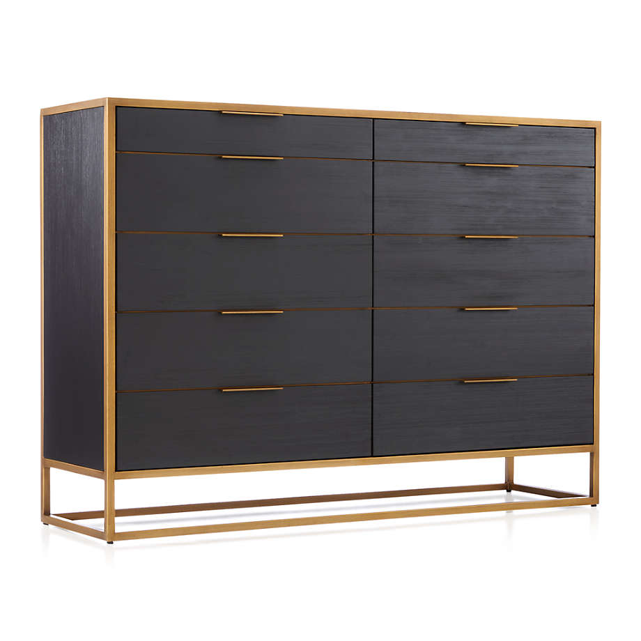 Oxford Black 10-Drawer Tall Dresser thumbnail 2