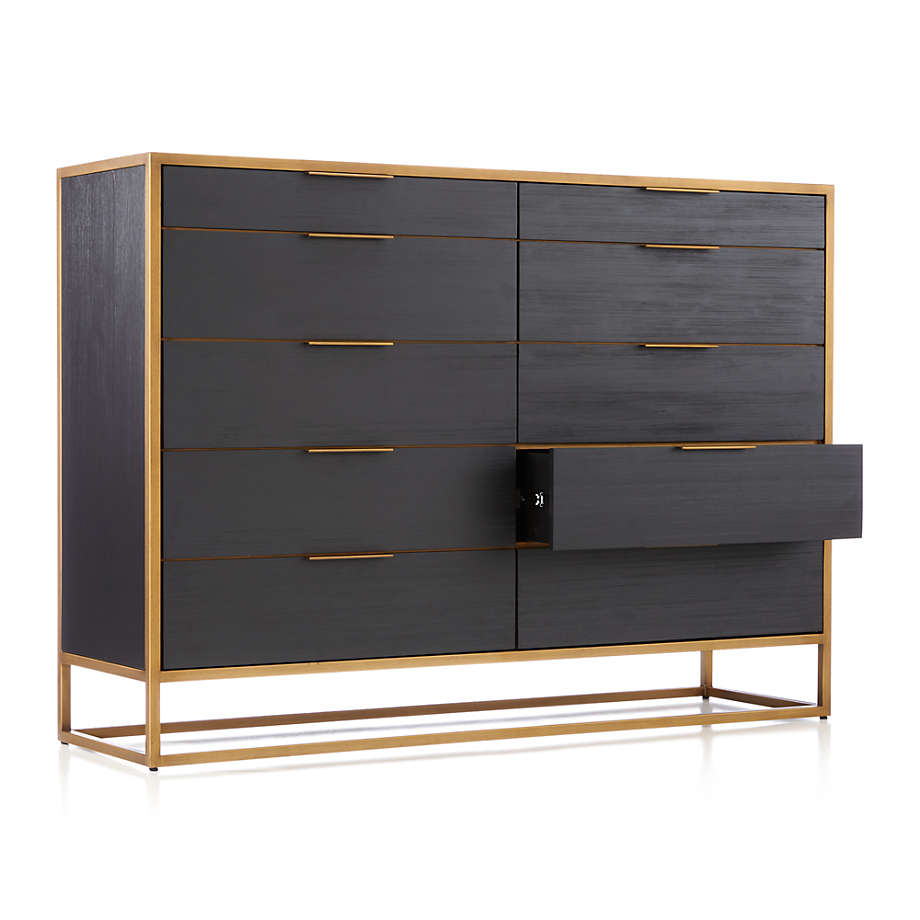 Oxford Black 10-Drawer Tall Dresser thumbnail 3
