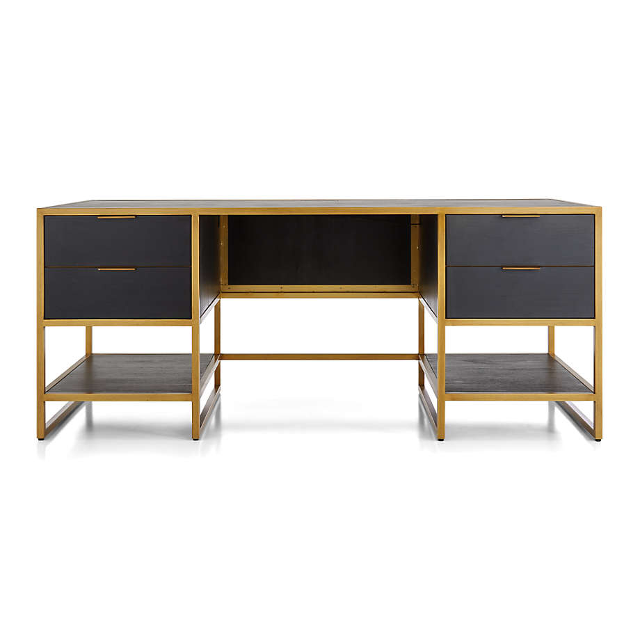 Oxford Black Executive Desk with Power Outlet thumbnail 3