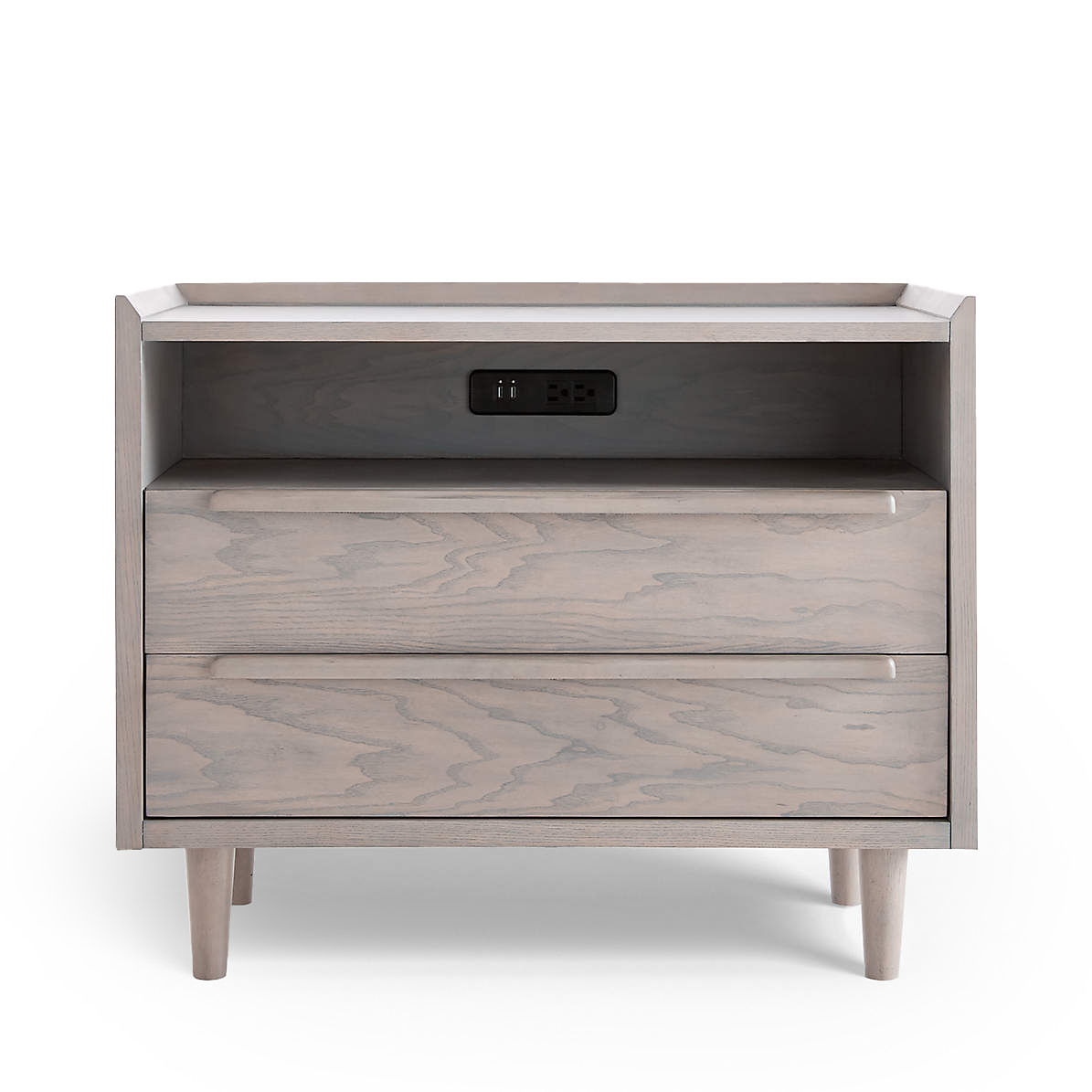 Tate Stone 2-Drawer Mid-Century Charging Nightstand thumbnail 3