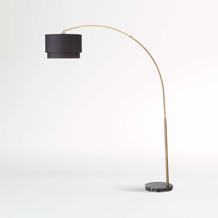 Meryl Arc Brass Floor Lamp with Black Shade thumbnail 2