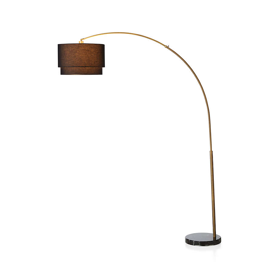 Meryl Arc Brass Floor Lamp with Black Shade thumbnail 3