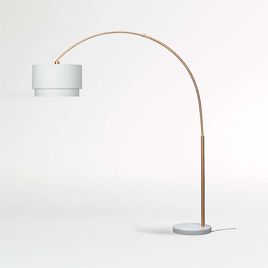 Meryl Arc Brass Floor Lamp with White Shade thumbnail 2