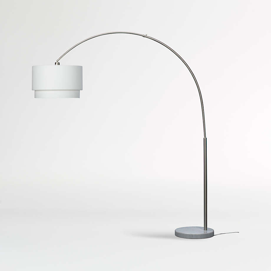 Meryl Arc Nickel Floor Lamp with White Shade thumbnail 2