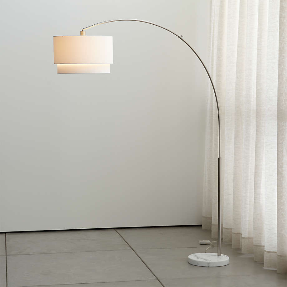 Meryl Arc Nickel Floor Lamp with White Shade thumbnail 3
