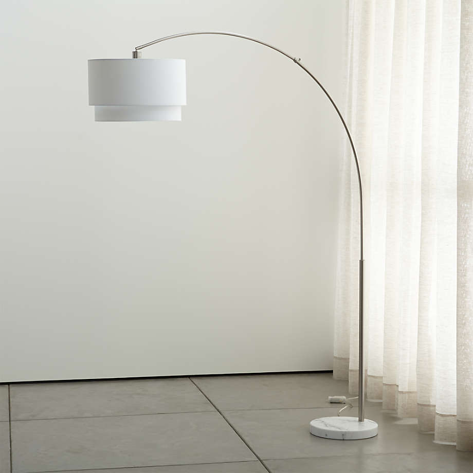 Meryl Arc Nickel Floor Lamp with White Shade thumbnail 5