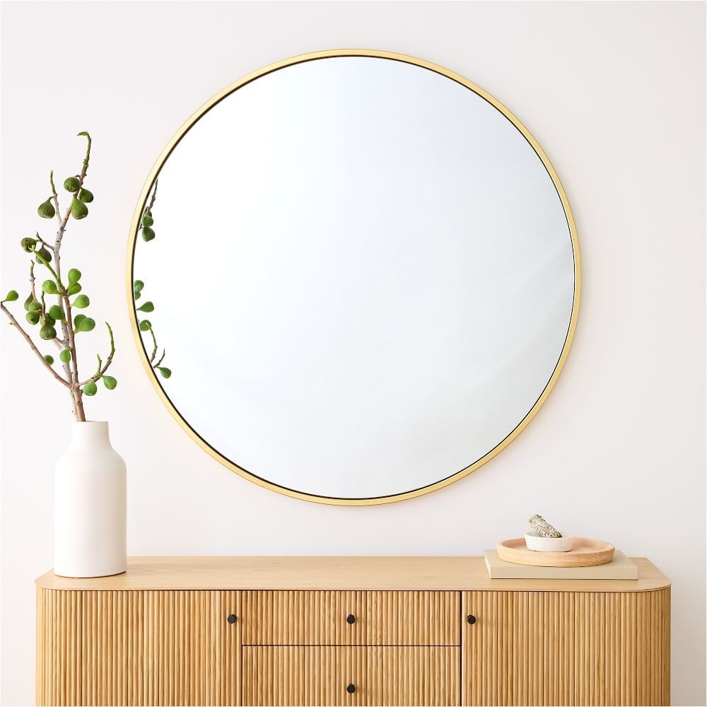 Metal Framed Mirror Antique Brass thumbnail 2