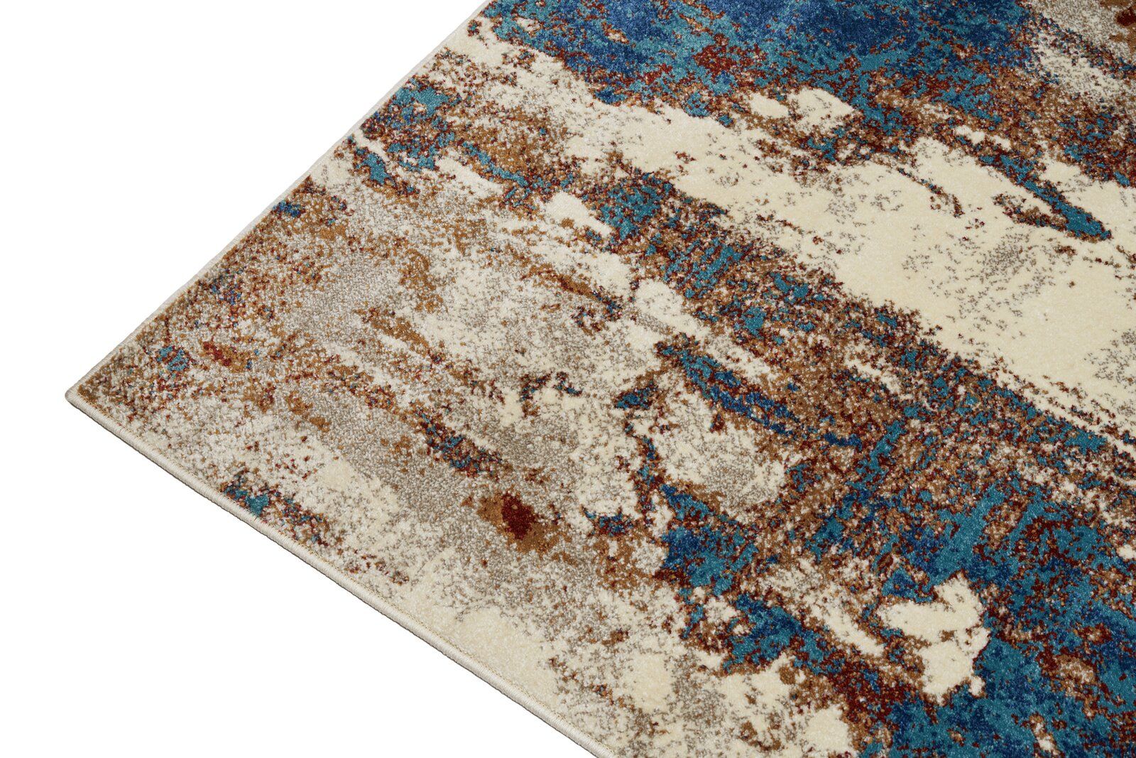 Semiha Abstract Blue Beige Area Rug 9'x12' thumbnail 5