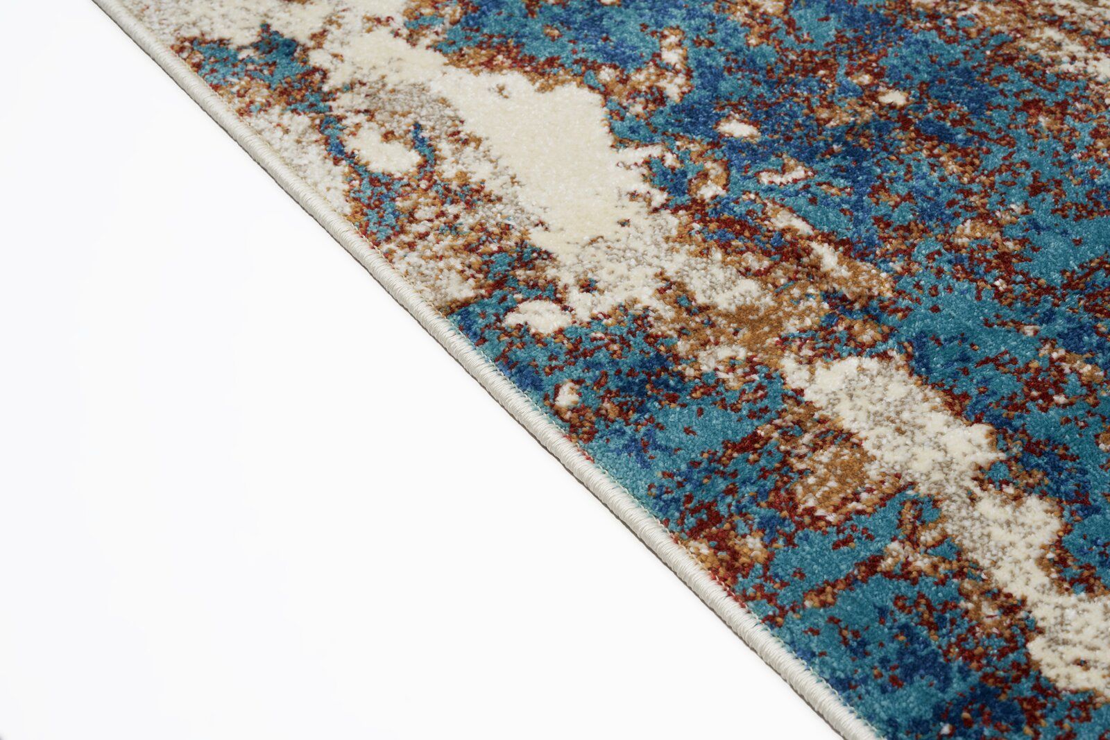 Semiha Abstract Blue Beige Area Rug 9'x12' thumbnail 6