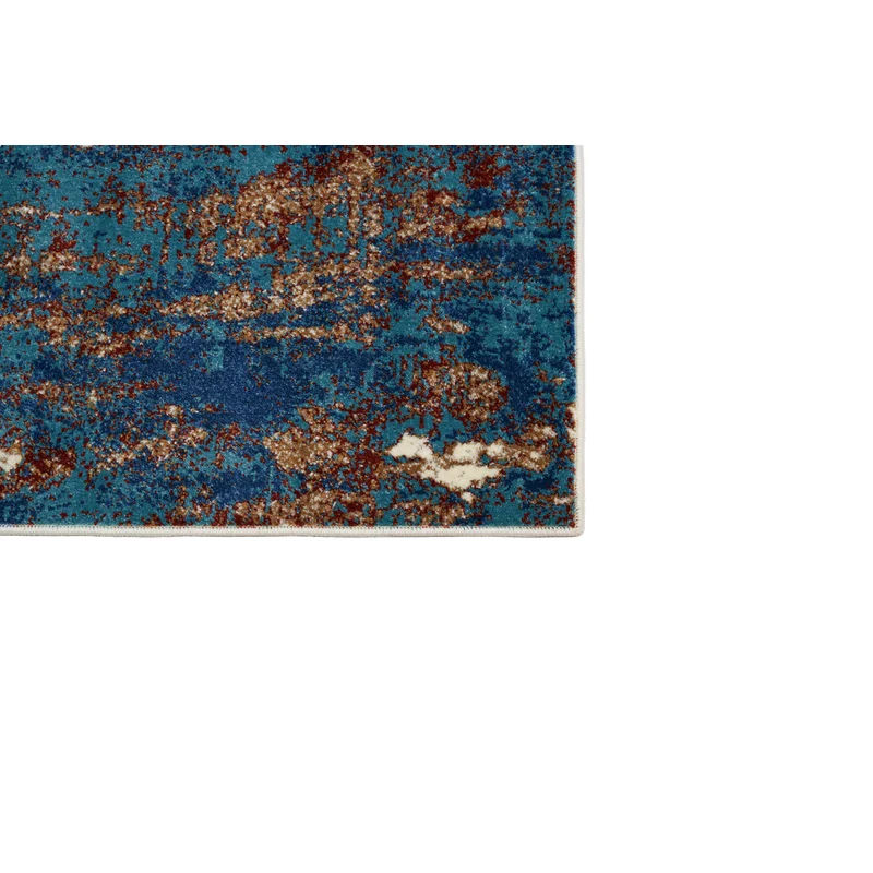 Semiha Abstract Blue Beige Area Rug 9'x12' thumbnail 7
