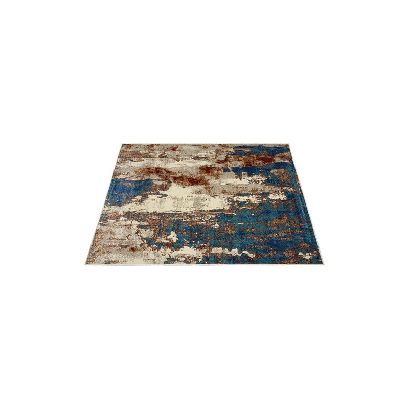 Semiha Abstract Blue Beige Area Rug 9'x12' thumbnail 8