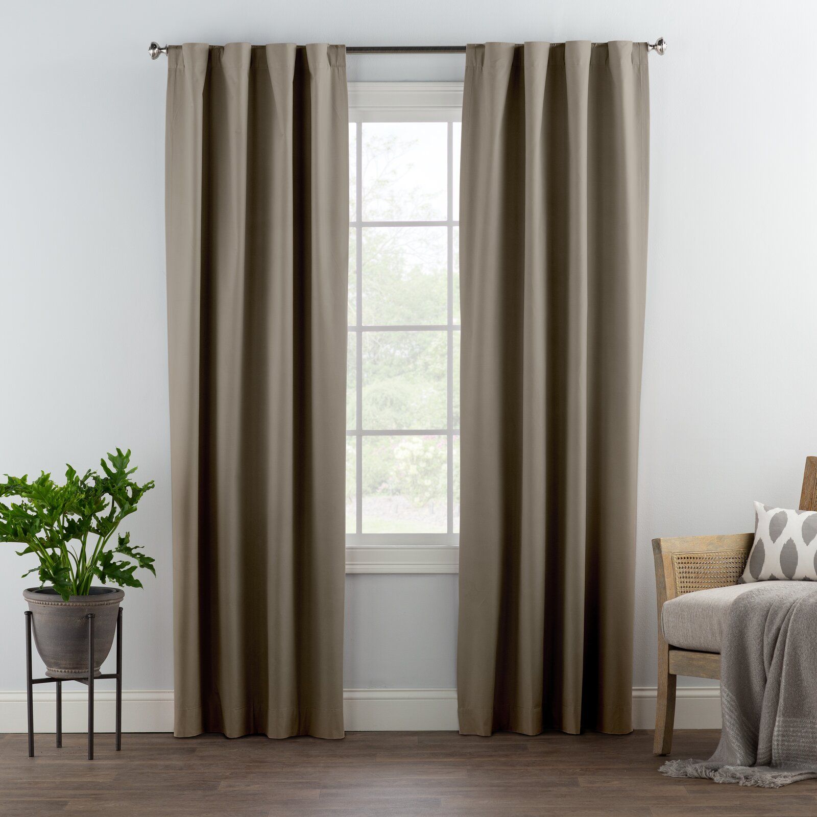Solid Max Blackout Thermal Rod Pocket Single Curtain Panel Linen 96" thumbnail 5