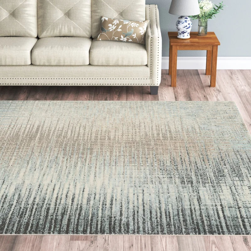 Imler Abstract Teal Gray Beige Area Rug- 7'10"x9'10" thumbnail 2