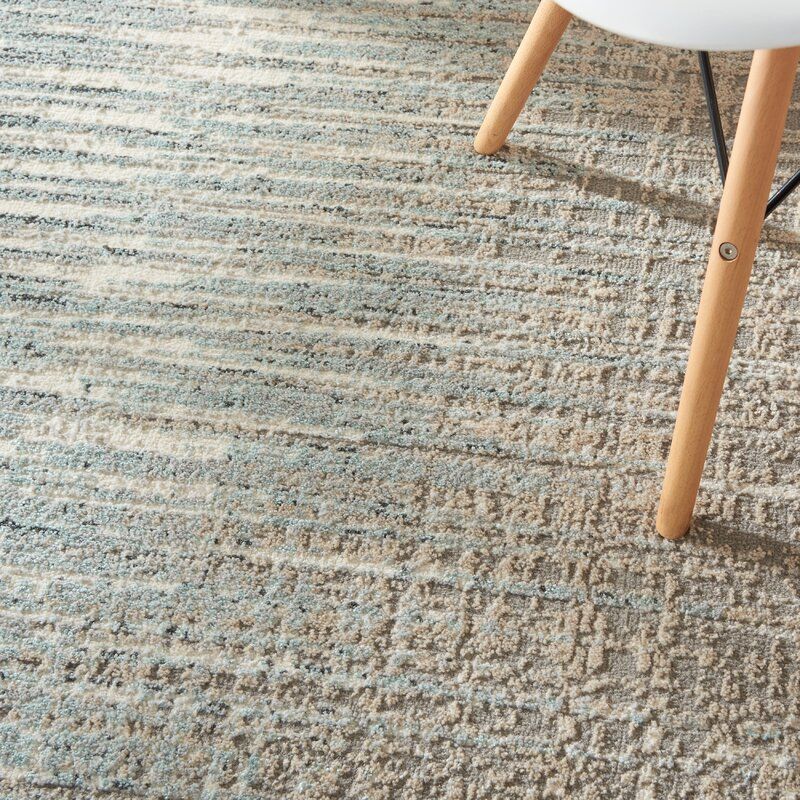 Imler Abstract Teal Gray Beige Area Rug- 7'10"x9'10" thumbnail 3