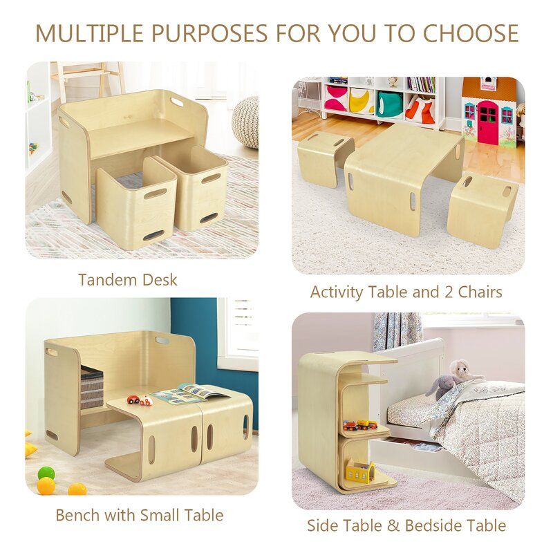 Cumbie Kids Rectangular Play Activity Table and Chair Set thumbnail 8