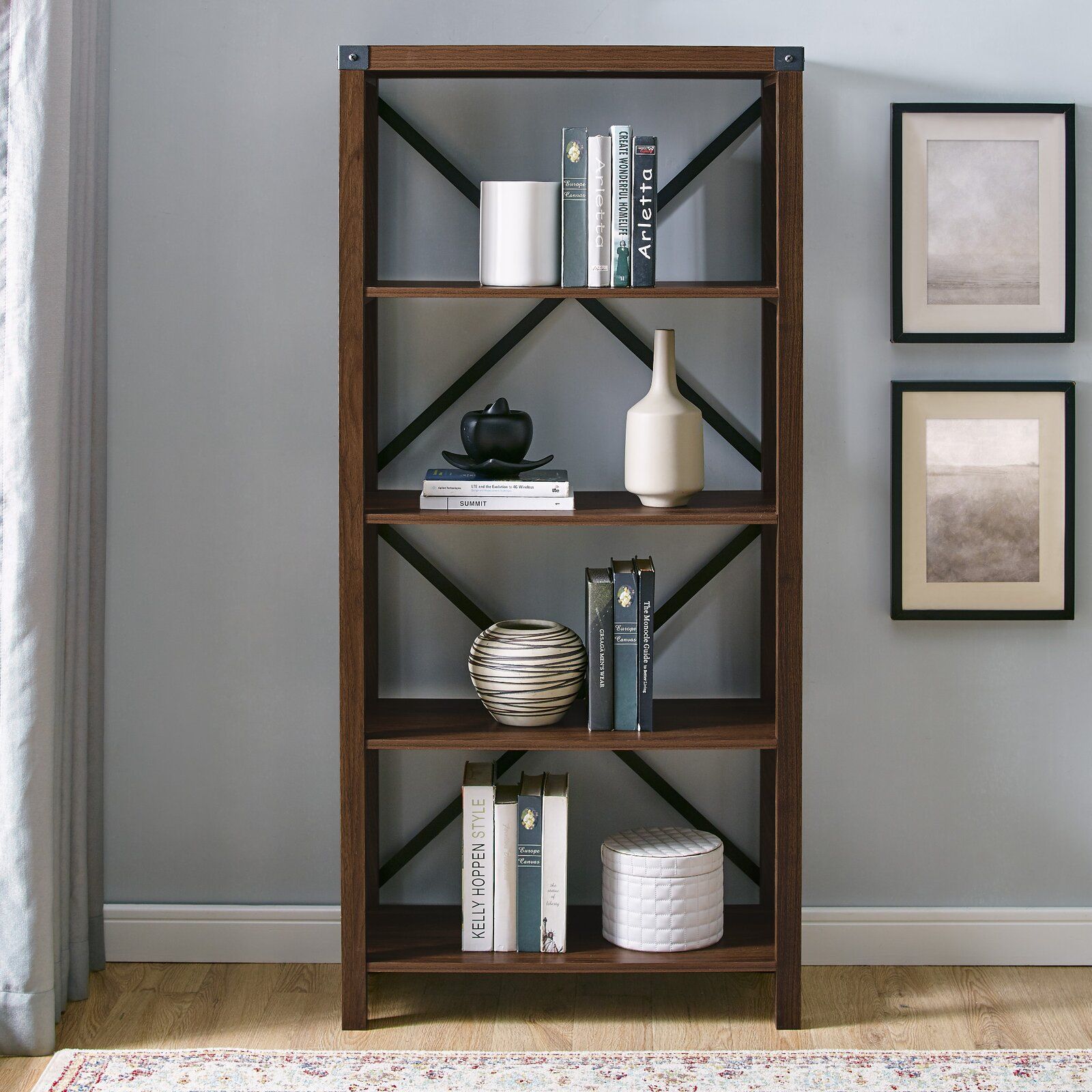 Enzo Etagere Bookcase Dark Walnut thumbnail 4