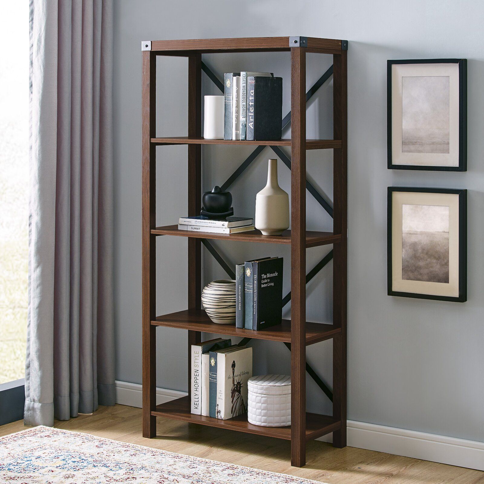 Enzo Etagere Bookcase Dark Walnut thumbnail 5