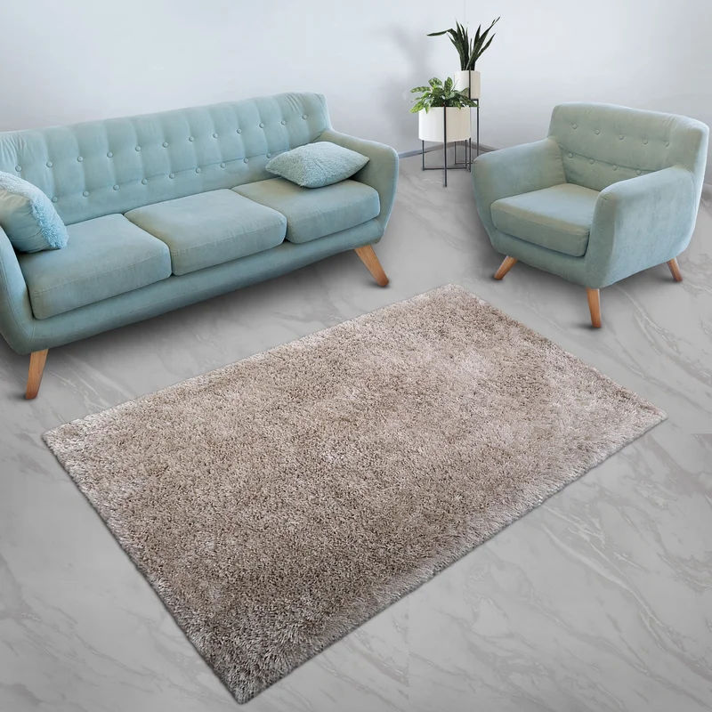 Kavilash Handmade Shag Ivory Area Rug 8'x10' thumbnail 2