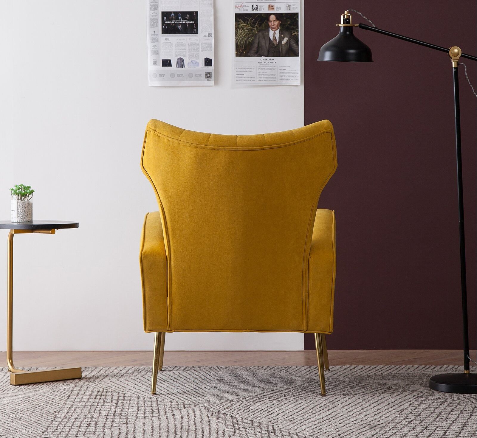 Cayleigh 27.5'' Wide Velvet Wingback Chair thumbnail 2