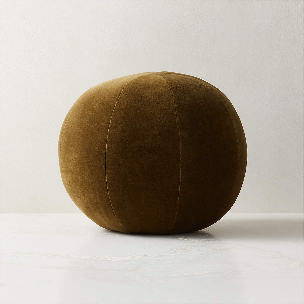 Terre Olive Velvet Spher Pillow-12"x12" thumbnail 2