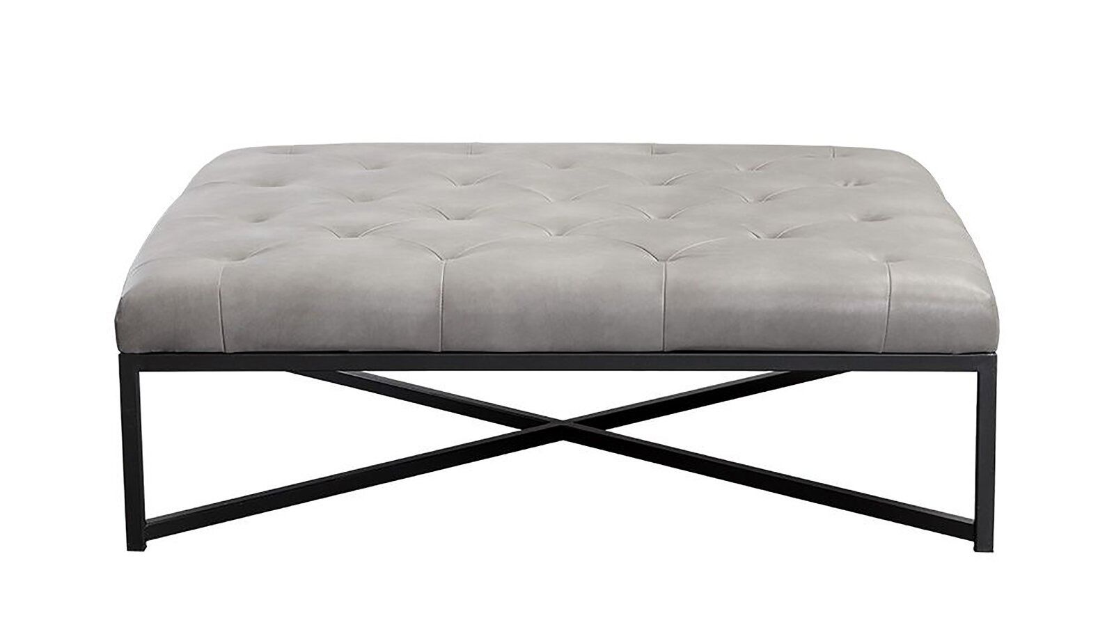Bothwell Faux Leather Tufted Square Standard Ottoman thumbnail 2