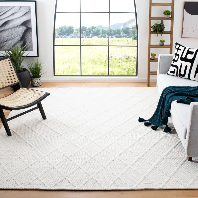 Anyae Geometric Handmade Flatweave Ivory Area Rug-5'x8' thumbnail 3