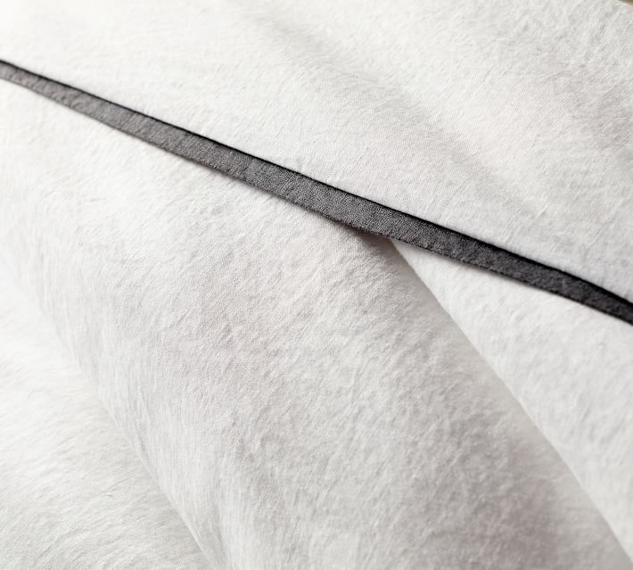 Belgian Flax Linen Contrast Flange Duvet Cover-King thumbnail 2